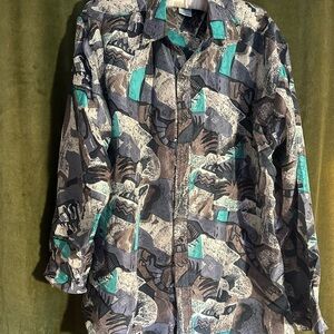 Abstract Patterned Button-Up Shirt